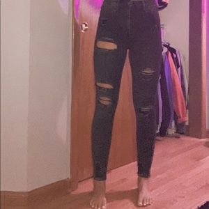 black ripped jeans